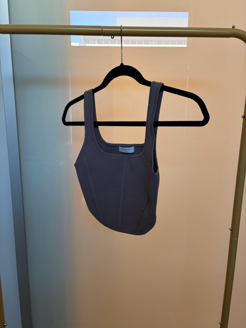 Babaton Sleeveless Structured Tank Top in Taupe Gray